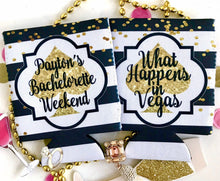 Load image into Gallery viewer, Black Stripe Spade &quot;Glitter&quot; Huggers. Bachelorette or Birthday Party Coolies. Vegas or Atlantic City Party Favors. &quot;Glitter &quot; Party Huggers
