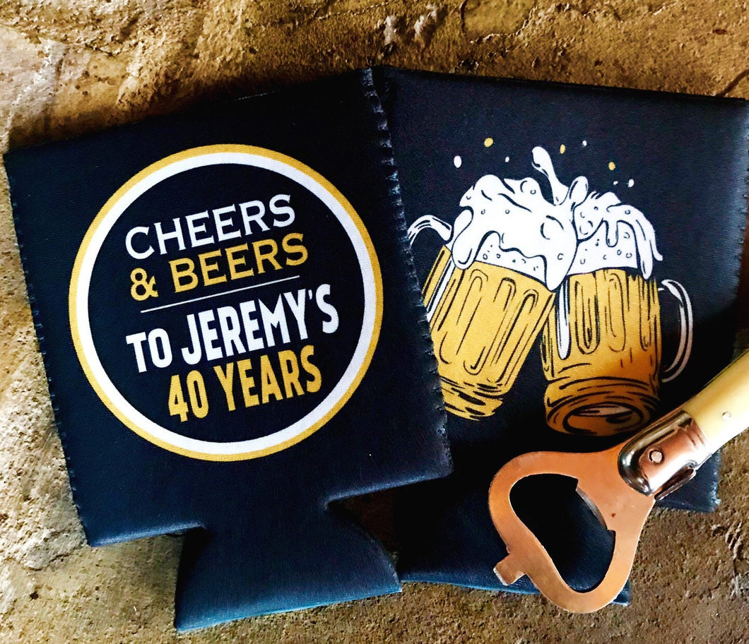 Beers and Cheers Party huggers. 21 30 40 50 Beer Birthday Favors! Bachelor Party Gifts. Cheers and Beers Party favors. Birthday Party favors