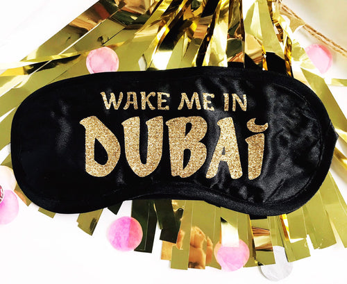 Glitter Dubai Sleep Mask! Great Dubai Bachelorette or Birthday party FAVORS. Perfect addition to Dubai hangover bags! Great Dubai favors!
