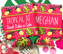 Load image into Gallery viewer, Pineapple and Palm Party Huggers. Tropical Bachelorette Party Favors. Girl&#39;s Weekend or Family Vacation Beach Favors. Beach Bachelorette.
