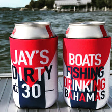 Load image into Gallery viewer, Fishing Party Drink Huggers. USA Party Drink Insulators! Bahamas Deep Sea Fish Birthday Party Favors. Fishing Bachelor Party Favors!
