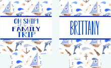 Load image into Gallery viewer, Nautical Party Huggers. Personalized Nautical Bachelorette or Birthday Coolies. Nautical Party Favors. Cruise Vacation Favors. Nautical Fun!
