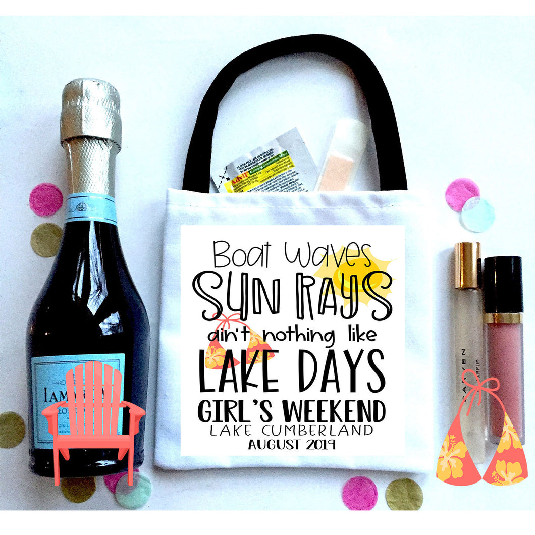 Lake Days Hangover Recovery Totes. Personalized Oh Shit Kits! Custom EMPTY Lake Party Hangover Gift Bag. Beach Vacation favors.