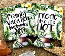Load image into Gallery viewer, Palm Leaves Party Huggers. Tropical Wedding or Bachelorette Party Favors. Girl&#39;s Weekend Family Vacation Beach Favors.
