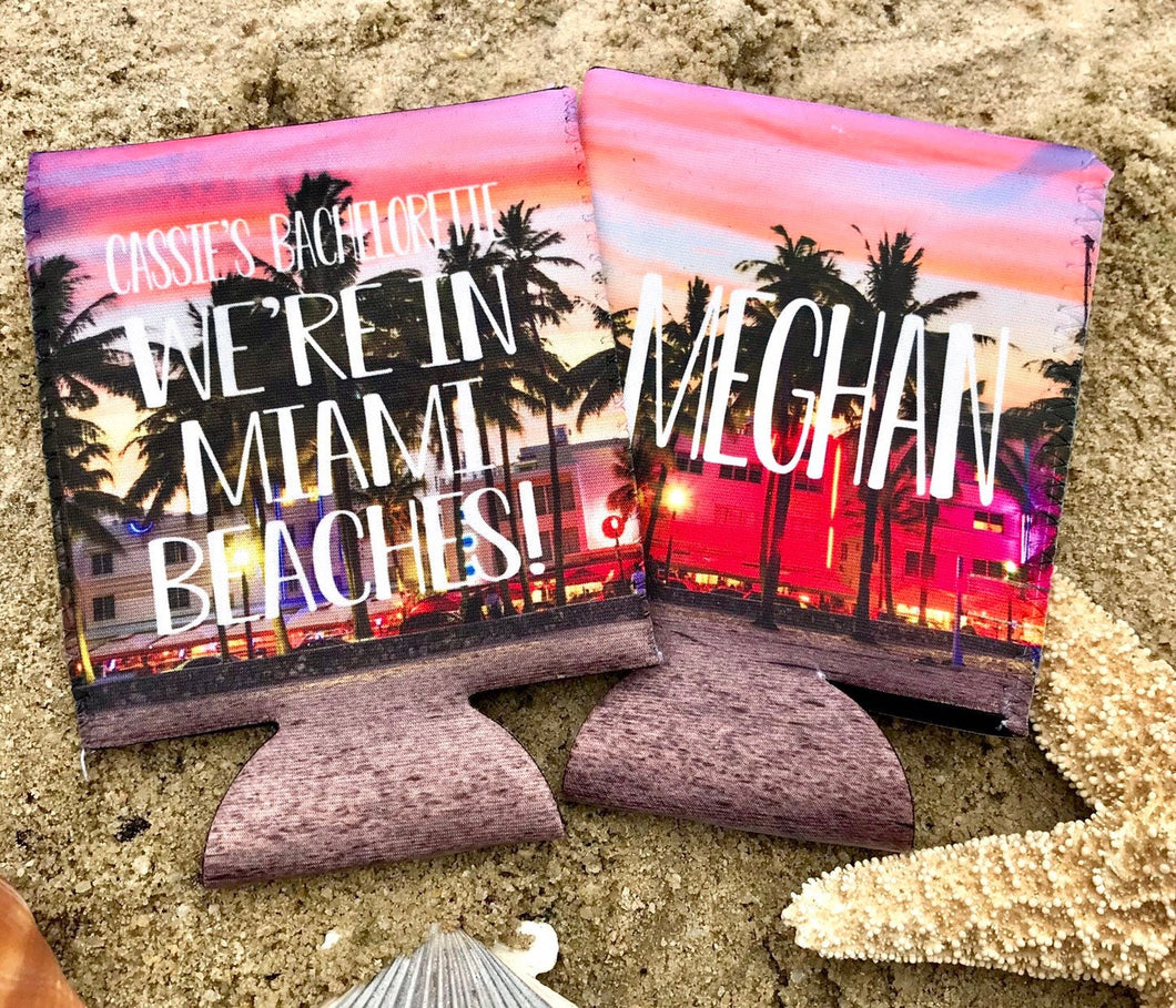 Miami Beach Party Huggers. Tropical Wedding or Bachelorette Party Favors. Girl's Weekend Family Vacation Beach Favors.