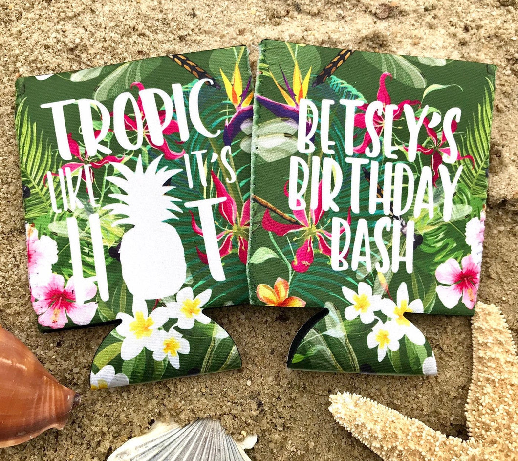 Tropical Jungle Huggers. Tropical Bachelorette or Birthday Favors. Beach Party Huggers. Charleston, Miami, Cabo, Hawaii! Girls Weekend!