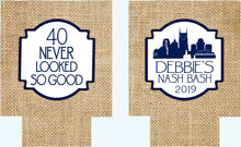 Load image into Gallery viewer, Burlap Nashville party favors. &quot;Burlap&quot; Birthday Party Huggers! Nash Bash Party Gifts. Nashville party gifts!
