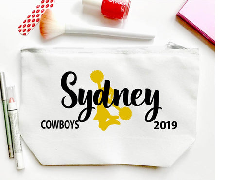 Cheer Personalized Make Up bag. Custom Cheerleading bag. Personalized Cheer Make up Bag. Personalized Cheer Team Gift! Cheerleading Gift.