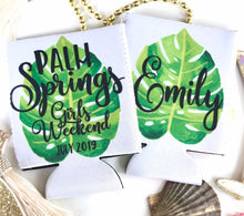 Load image into Gallery viewer, Palm Leaf Party Huggers. Tropical Wedding or Bachelorette Party Favors. Girl&#39;s Weekend Family Vacation Beach Favors.
