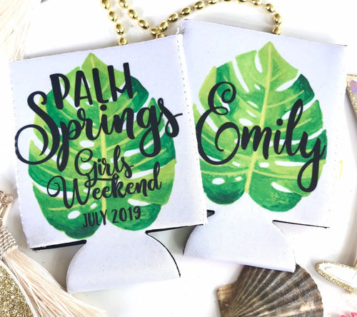 Palm Leaf Party Huggers. Tropical Wedding or Bachelorette Party Favors. Girl's Weekend Family Vacation Beach Favors.