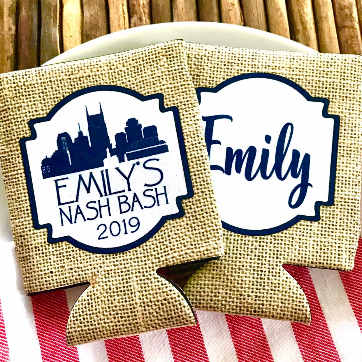 Burlap Nashville party favors. 