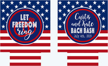 Load image into Gallery viewer, Let Freedom Ring! USA Bachelorette Party Huggers. Red White and Blue Birthday! USA Wedding Favors. America Bachelor or Birthday Favors.
