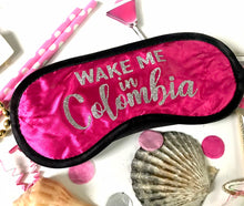 Load image into Gallery viewer, Glitter Columbia Sleep Mask! Great Bachelorette or Birthday party FAVORS. Perfect addition to the hangover bags!
