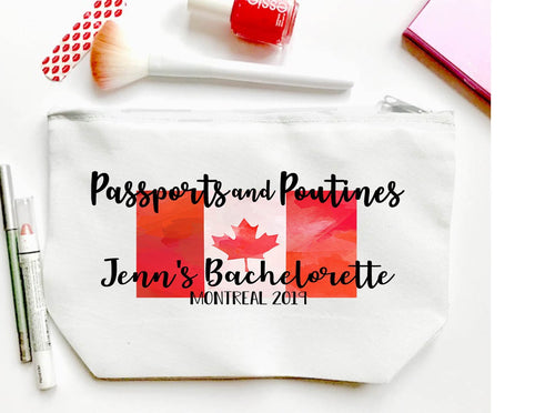 Canada Make Up bag.Canadian Bachelorette or Girls Weekend Favors. Montreal, Toronto Bachelorette Beach Weekend Make up Bag.Cactus Gift.