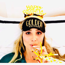 Load image into Gallery viewer, Glitter Golden Birthday Sleep Mask! Great Birthday Party Gift. Perfect Birthday Girl gift! Golden Birthday Gift. Golden Birthday Party Favor
