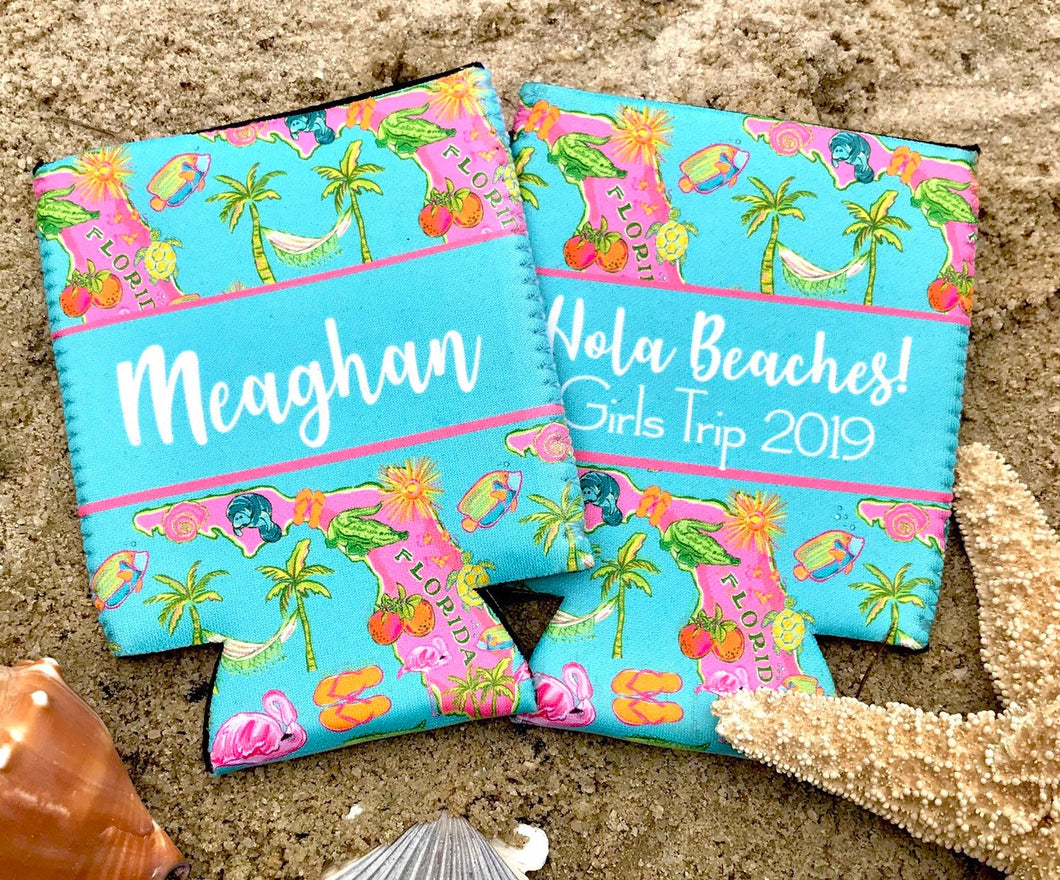 Florida Huggers. Bachelorette/ Birthday Party Can coolies. Monogrammed Florida Party Favors. Personalized Florida Huggies!