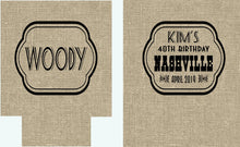 Load image into Gallery viewer, Burlap party favors. Guy&#39;s 21 30 40 50 Birthday Party! Burlap Bachelor Party Gifts. Nashville, Austin, Charleston Party Favors. NOLA!
