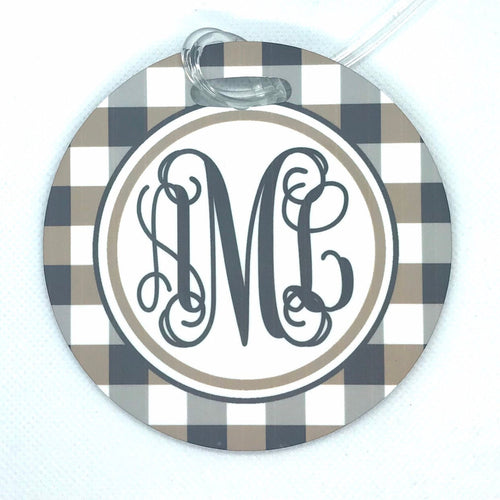 Gingham Bag Tag. Monogrammed Backpack or Diaper bag tag too! Great Graduation Gift! Wedding Party or Girl's weekend favors!