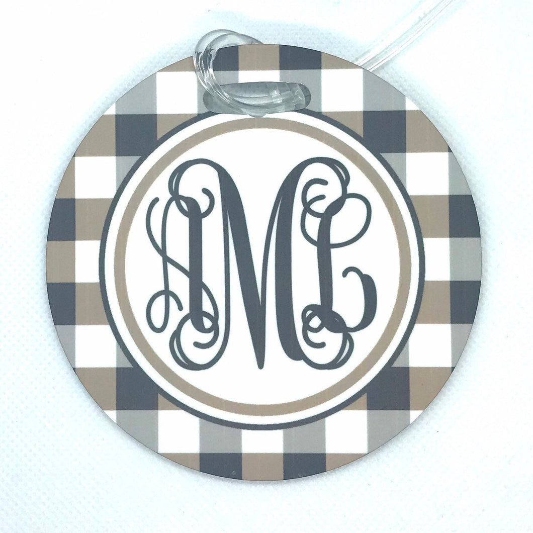 Gingham Bag Tag. Monogrammed Backpack or Diaper bag tag too! Great Graduation Gift! Wedding Party or Girl's weekend favors!