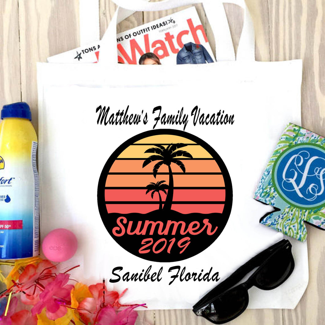 Retro Beach Tote bag. Beach Party Favors! Beach Bachelorette or Girls Weekend Tote Bag. Beach Party Favor Bag.
