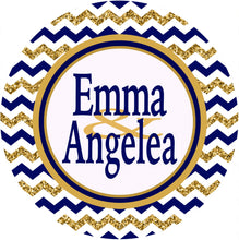 Load image into Gallery viewer, Gold Glitter Chevron Personalized Door Sign
