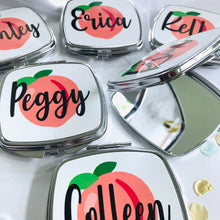 Load image into Gallery viewer, Personalized Derby Party Mirror | Bridal Party Favor | Bridesmaid Gift | Bachelorette Party Favors | Make up Mirror | Shit Kit Bags
