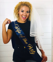 Load image into Gallery viewer, Wife of the Party 4&quot; Satin Sash. Wedding Sash. Bride to be Sash. Bridal Shower Satin Sash. Bridal Shower Gift.
