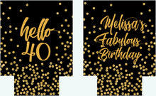 Load image into Gallery viewer, Polka Dot &quot;Glitter&quot; Huggers. Black and Gold Birthday Party Huggers. Glitter Look Bachelorette or Birthday Party Favors. 21st 30 40 50 Party!
