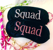 Load image into Gallery viewer, Glitter Bride Tribe Sleep Masks! Great Bachelorette or Birthday party FAVORS. Perfect addition to the hangover bags!
