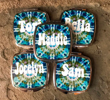 Load image into Gallery viewer, Tie Dye Party Bachelorette Gift | 70s Party Favor | Boho Party Favors| 70s theme Party Favors | Make up Mirror |Shit Kit Bags, Retro Party
