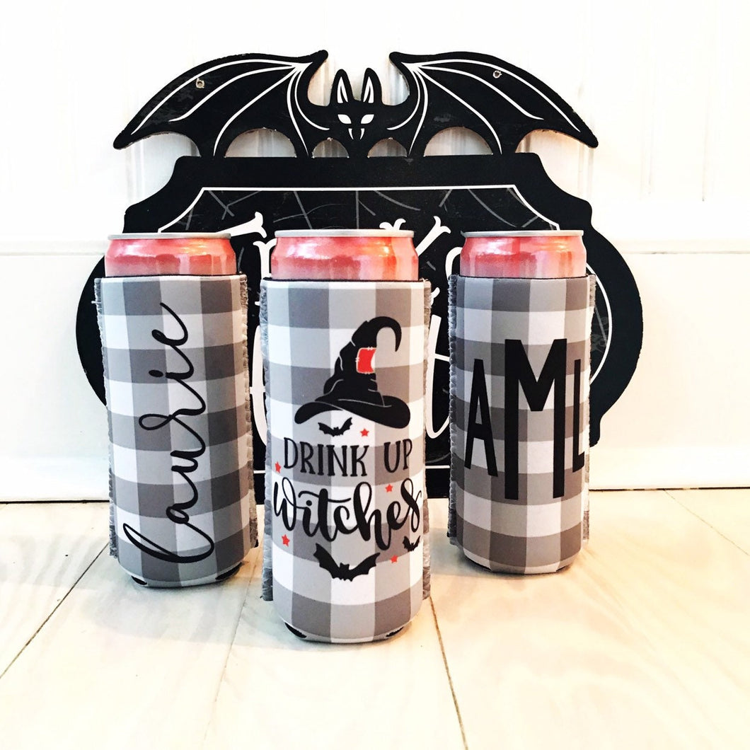Halloween Party Slim Can. Personalized Halloween Party Favors. Slim Can Halloween Bachelorette Party. Custom skinny Can Halloween.