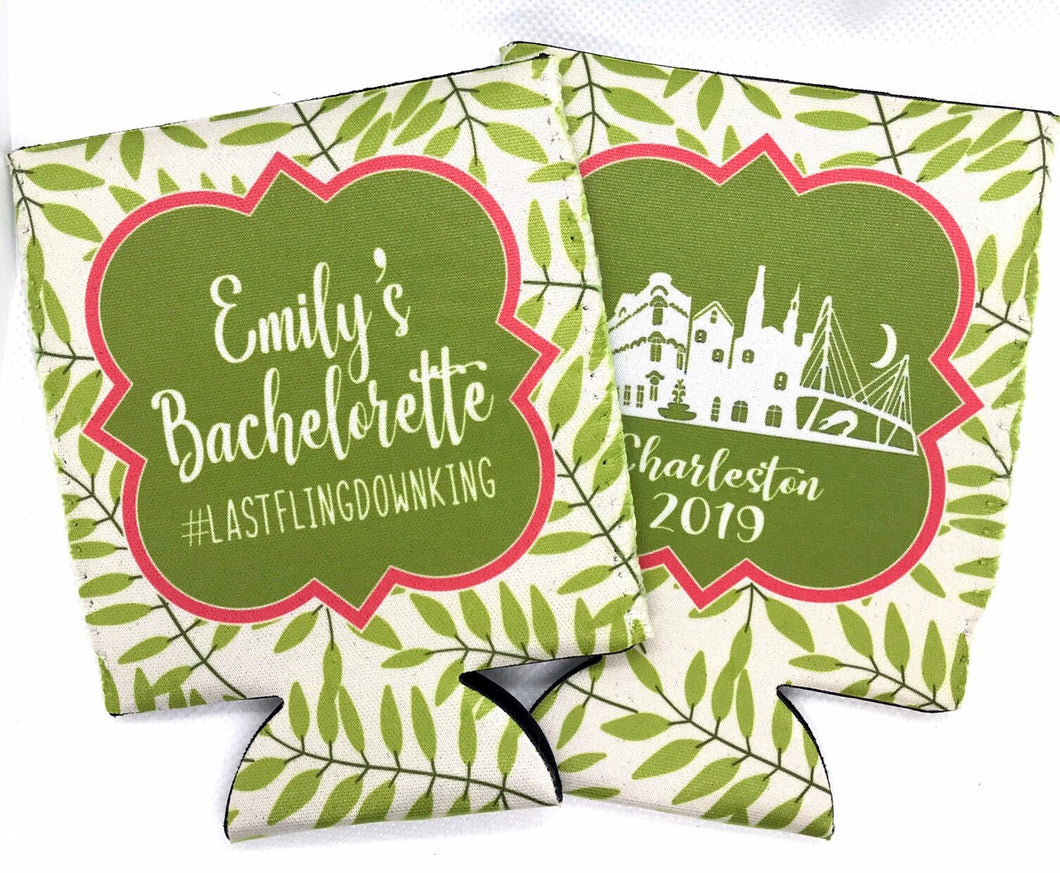 Palm Leaves Party Huggers. Charleston Wedding or Bachelorette Party Favors. Girl's Weekend Family Vacation Beach Favors.