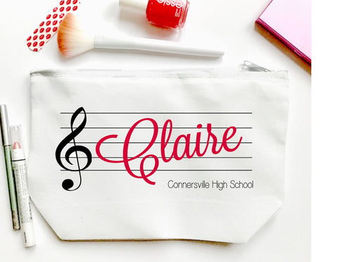 Custom Band bag. Personalized Band Make up Bag. Band Mom Gift! Band instructor gift! Band conductor's gift. Great Band Camp bag.