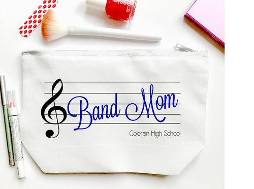Custom Band Mom bag. Personalized Band Make up Bag. Band Mom Gift! Band instructor gift! Band conductor's gift. Great Band Camp bag.