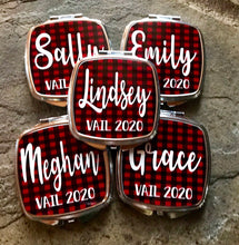 Load image into Gallery viewer, Buffalo Plaid Hangover bags! Flannel Fling Mountain Bachelorette favors. Personalized EMPTY Oh Shit Kits. Glamping Party Bags
