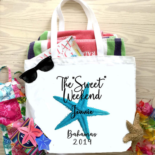 Large Starfish Beach Tote bag. Beach Girls Weekend or Birthday Tote Bag. Beach Bachelorette! Wedding Weekend Beach Bag! Key West, Miami!