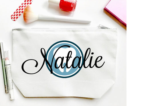 Dental Make Up bag. Dental Hygienist Gifts. Dental office Gifts. Custom Dentist Gift! Personalized Dental Assistant theme gift!