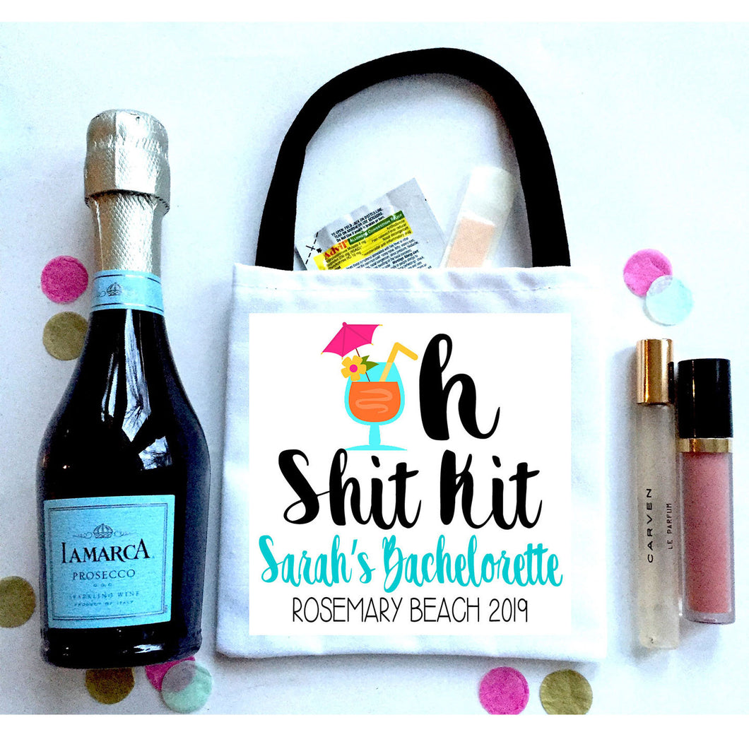 Tropical Party Hangover Recovery Bag. Beach Oh Shit Kits! Custom EMPTY Miami, Key West, Cabo Birthday Favor Bags. Beach Bachelorette
