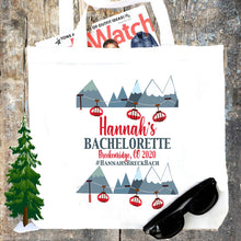 Load image into Gallery viewer, Ski Party Tote bag. Ski Bachelorette or Girls Weekend Totes! Girl&#39;s Ski weekend Party Favor Bag. Aspen, Vail, Breckenridge Tote Bag!

