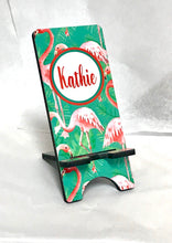Load image into Gallery viewer, Flamingo Vintage Cell Phone Stand. Flamingo Cell Stand, Fits most Cell phones, Flamingo theme Gift! Custom Teacher, Co worker, Boss Gift!
