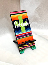 Load image into Gallery viewer, Blanket Print Cell Phone Stand. Fiesta Party Favors, Gift for co worker, Personalized gift for mom. Fiesta Party Decor. Gift for sister!
