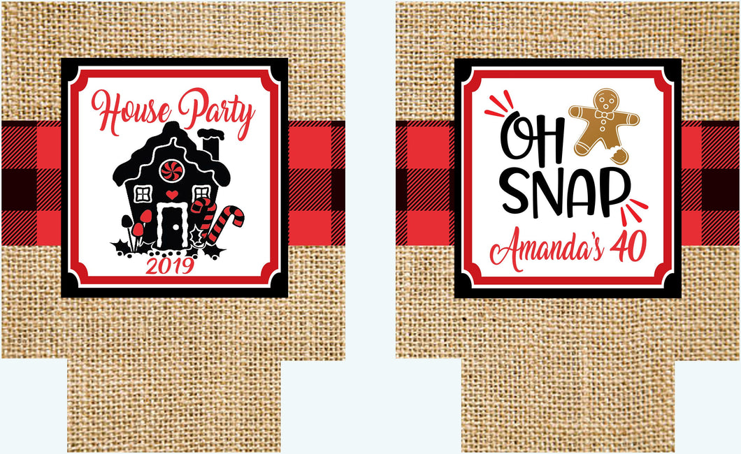 Burlap Christmas Party Personalized Huggers