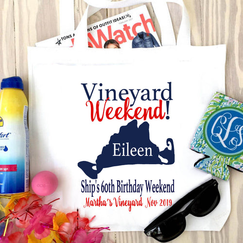 Martha's Vineyard and Nantucket Tote bag. MV or Nantucket Bachelorette or Girls Weekend Tote Bag. Martha's Vineyard Wedding Welcome Bag.