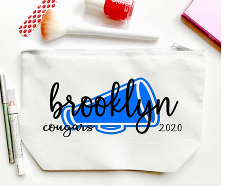Cheer Personalized Make Up bag. Custom Cheerleading bag. Personalized Cheer Make up Bag. Personalized Cheer Team Gift! Cheerleading Gift.