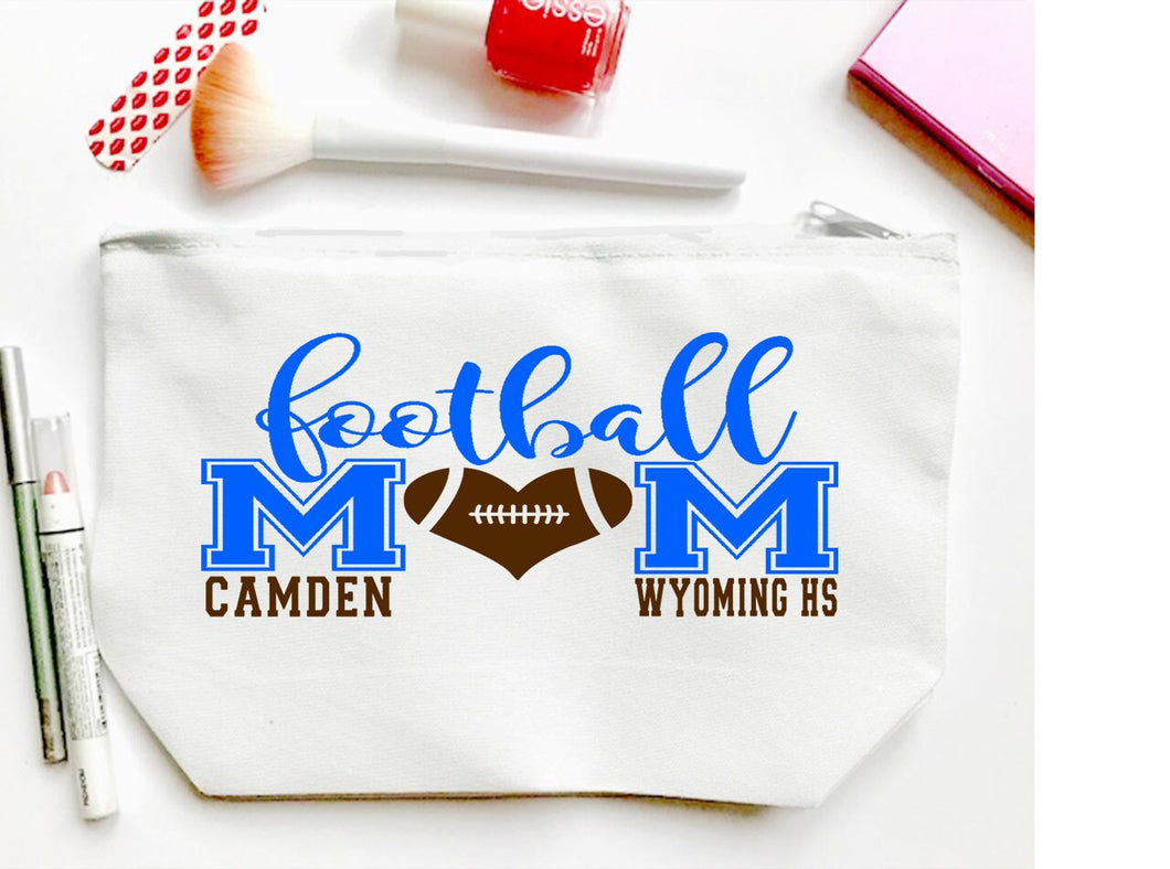 Football Mom Make Up bag. Custom Football Mom bag. Personalized Football Bag. Swim Mom Gift! Great Football Themed Gift. Team Mom Present!