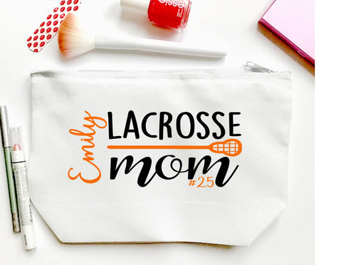 Lacrosse Mom Personalized Make Up bag. Custom LAX bag. Personalized Lacrosse Bag.Personalized Lacrosse Team Gift! LAX Gift. LAX coach gift!
