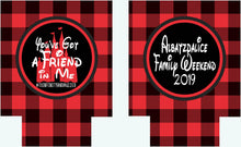 Load image into Gallery viewer, Plaid Castle Huggers. Orlando Bachelorette or Birthday favors. Personalized Black and Red Plaid Party Favors. Plaid Princess Party Favors!
