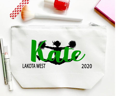 Cheer Personalized Make Up bag. Custom Cheerleading bag. Personalized Cheer Make up Bag. Personalized Cheer Team Gift! Cheerleading Gift.