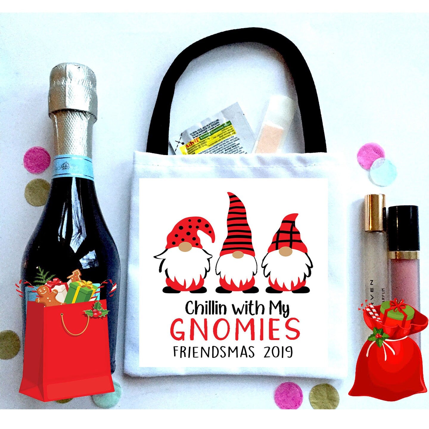 Christmas Party favor bags! Christmas Party favors. Personalized EMPTY Friendsmas Oh Shit Kits. Christmas Party Hangover Bags.