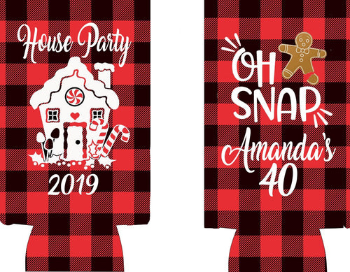Oh Snap! Christmas Party Huggers. Slim Can Friendsmas Party. Personalized Bachelorette Party favors. Christmas Party! Plaid Party favors.